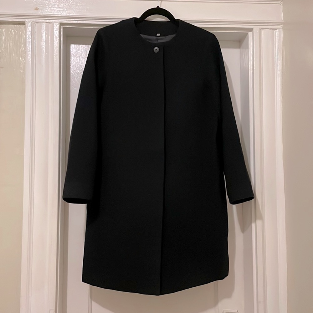 Collarless Wool Coat